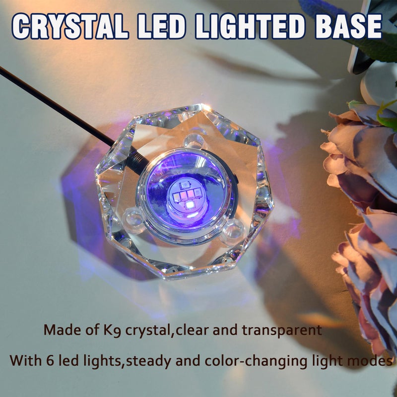 IFOLAINA Crystal LED Light Base for 3D Display - Pedestal for Glass Art Figurines - Multicolor Stand - Color Changing - Wired - Flat Top - Octagon Base - Image 3